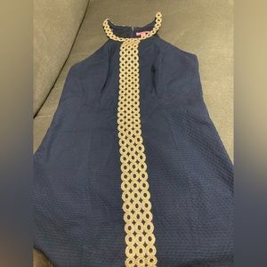 Lilly Pulitzer Navy Shift Dress with Gold Detailing